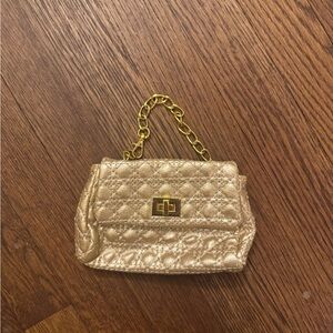 Chic Gold Quilted Clutch with Chain